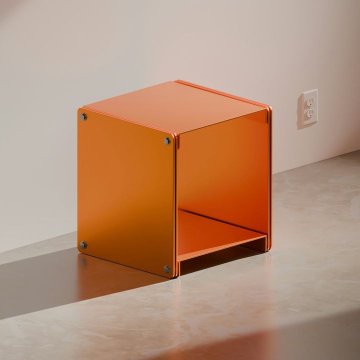 Table d'appoint cube en métal orange